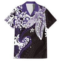 Monstera Plumeria Flowers Purple Family Matching Puletasi and Hawaiian Shirt Polynesian Pattern LT01 Dad's Shirt - Short Sleeve Purple - Polynesian Pride