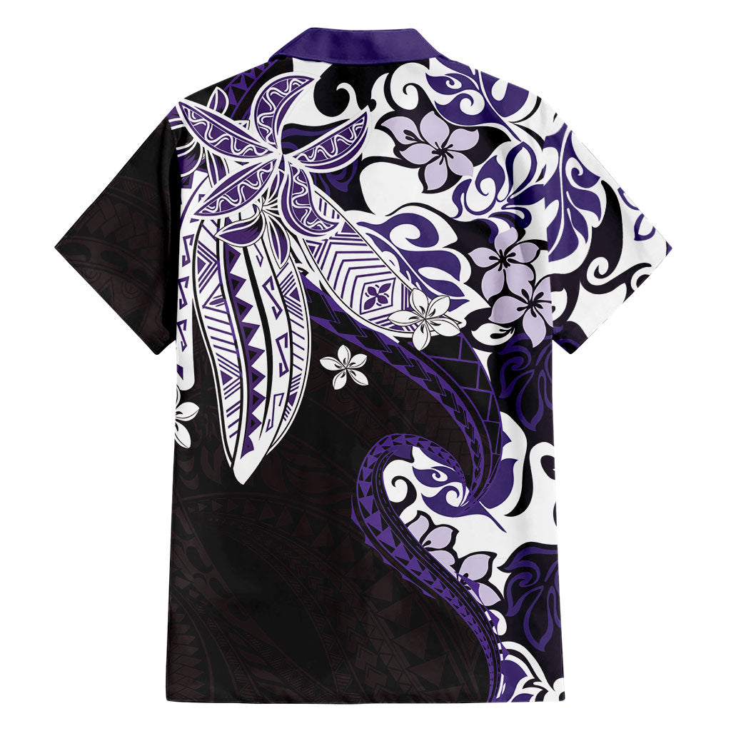 Monstera Plumeria Flowers Purple Family Matching Puletasi and Hawaiian Shirt Polynesian Pattern LT01 - Polynesian Pride