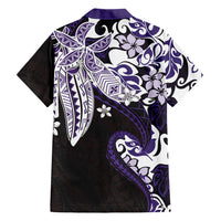 Monstera Plumeria Flowers Purple Family Matching Puletasi and Hawaiian Shirt Polynesian Pattern LT01 - Polynesian Pride