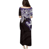 Monstera Plumeria Flowers Purple Family Matching Puletasi and Hawaiian Shirt Polynesian Pattern LT01 - Polynesian Pride
