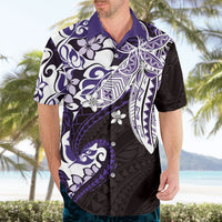 Monstera Plumeria Flowers Purple Hawaiian Shirt Polynesian Pattern