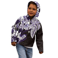 Monstera Plumeria Flowers Purple Kid Hoodie Polynesian Pattern LT01 - Polynesian Pride