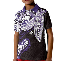 Monstera Plumeria Flowers Purple Kid Polo Shirt Polynesian Pattern LT01 Kid Purple - Polynesian Pride