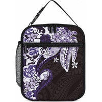 Monstera Plumeria Flowers Purple Lunch Bag Polynesian Pattern LT01 10.2 × 8.3 × 4.3 inch Purple - Polynesian Pride