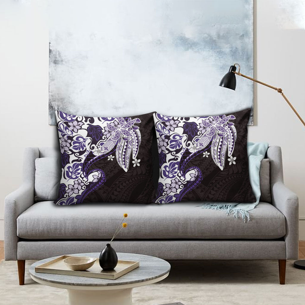 Monstera Plumeria Flowers Purple Pillow Cover Polynesian Pattern LT01 - Polynesian Pride