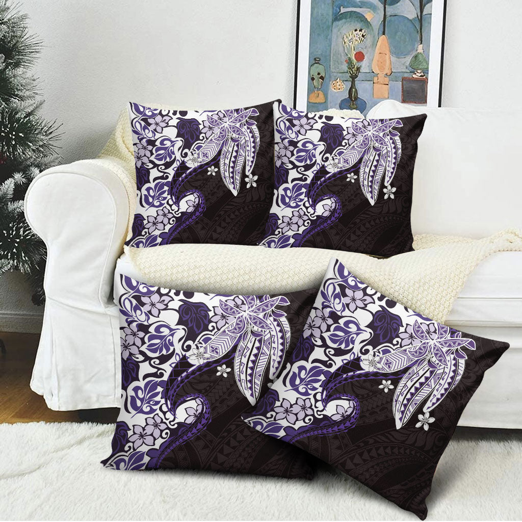 Monstera Plumeria Flowers Purple Pillow Cover Polynesian Pattern LT01 - Polynesian Pride