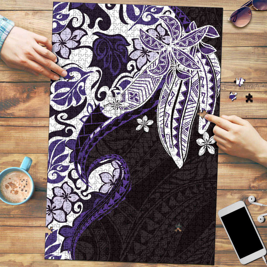 Monstera Plumeria Flowers Purple Puzzle Polynesian Pattern LT01 Purple - Polynesian Pride