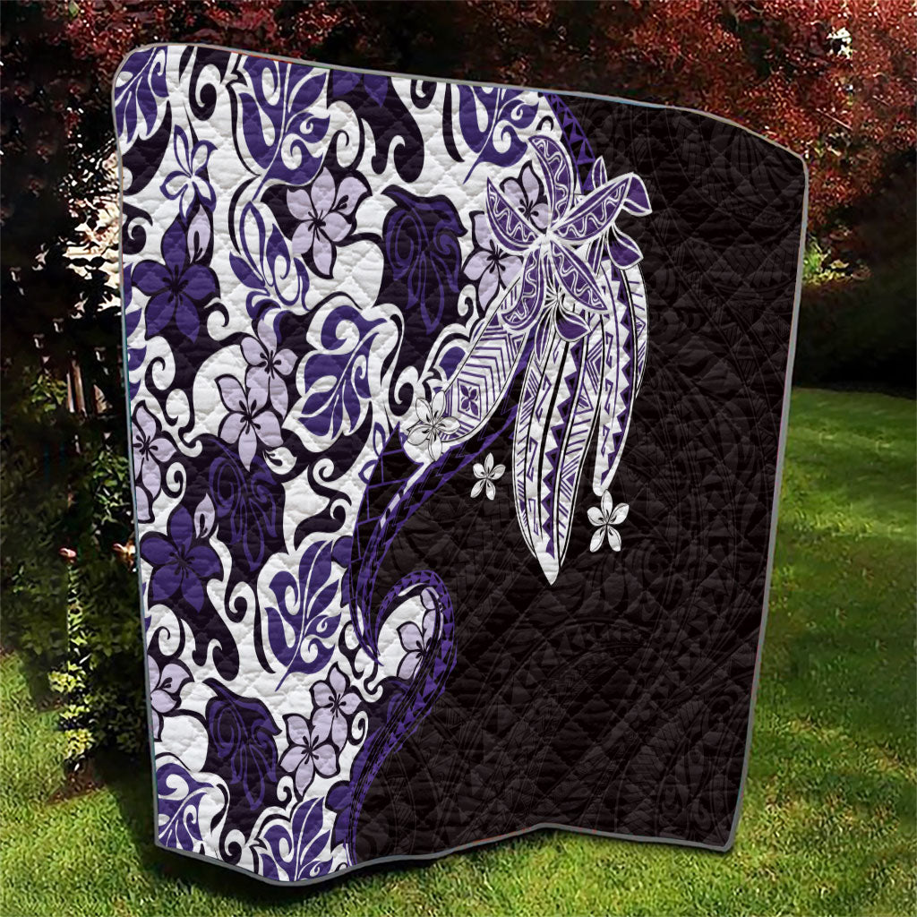 Monstera Plumeria Flowers Purple Quilt Polynesian Pattern LT01 - Polynesian Pride