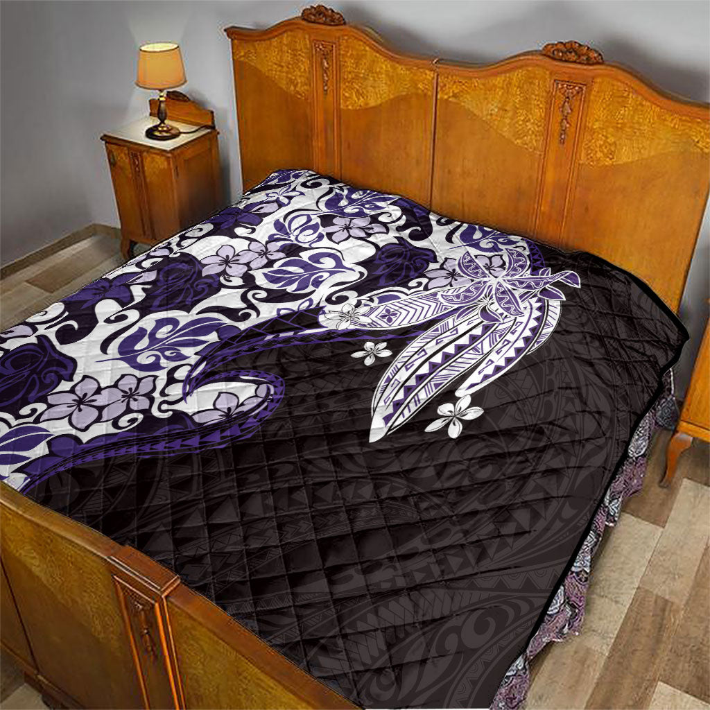 Monstera Plumeria Flowers Purple Quilt Polynesian Pattern LT01 - Polynesian Pride