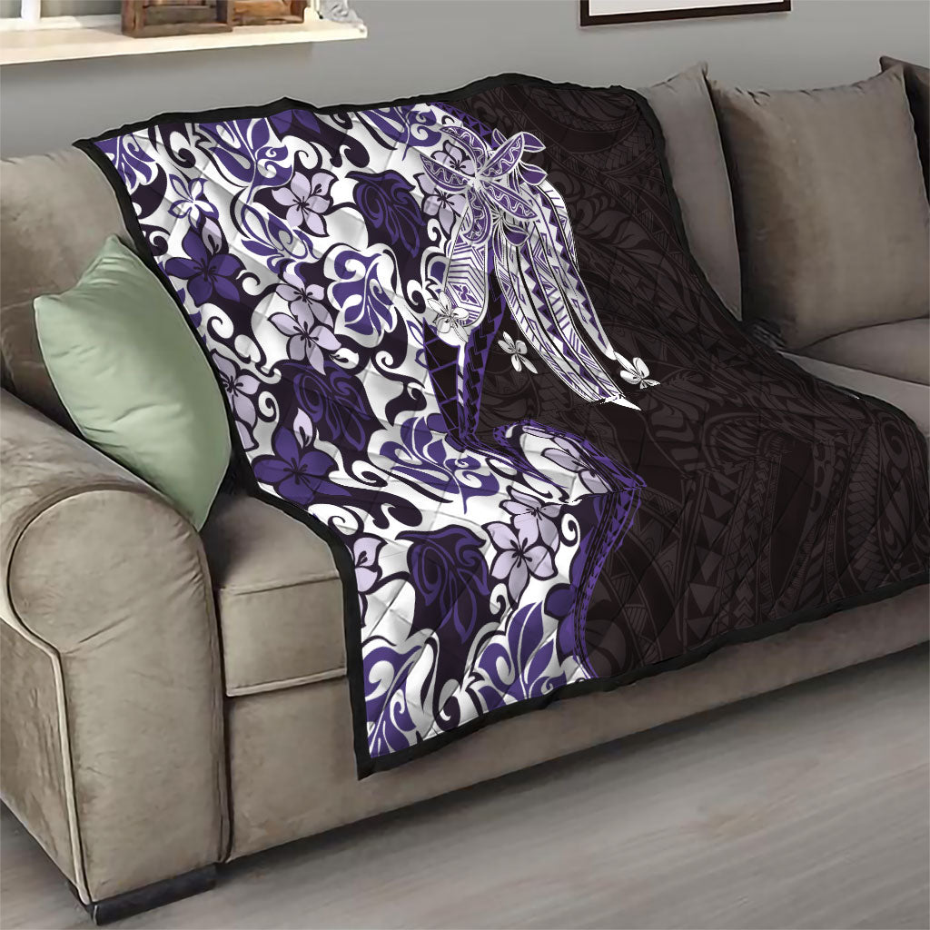 Monstera Plumeria Flowers Purple Quilt Polynesian Pattern LT01 - Polynesian Pride