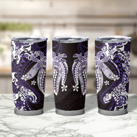 Monstera Plumeria Flowers Purple Tumbler Cup Polynesian Pattern