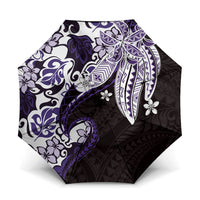 Monstera Plumeria Flowers Purple Umbrella Polynesian Pattern
