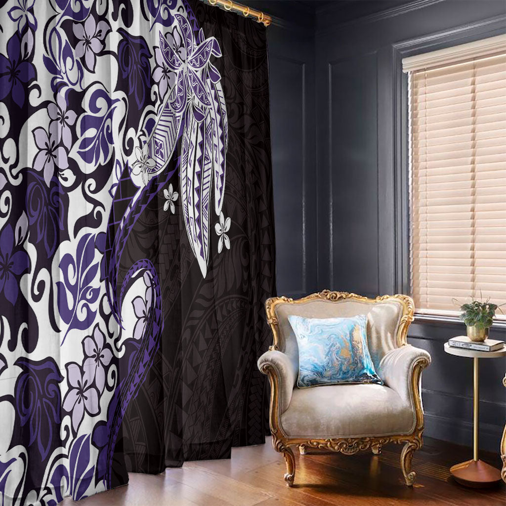 Monstera Plumeria Flowers Purple Window Curtain Polynesian Pattern LT01 - Polynesian Pride