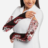 Monstera Plumeria Flowers Red Arm Sleeves Polynesian Pattern LT01 - Polynesian Pride