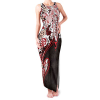 Monstera Plumeria Flowers Red Family Matching Tank Maxi Dress and Hawaiian Shirt Polynesian Pattern LT01 Mom's Dress Red - Polynesian Pride