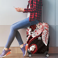 Monstera Plumeria Flowers Red Luggage Cover Polynesian Pattern