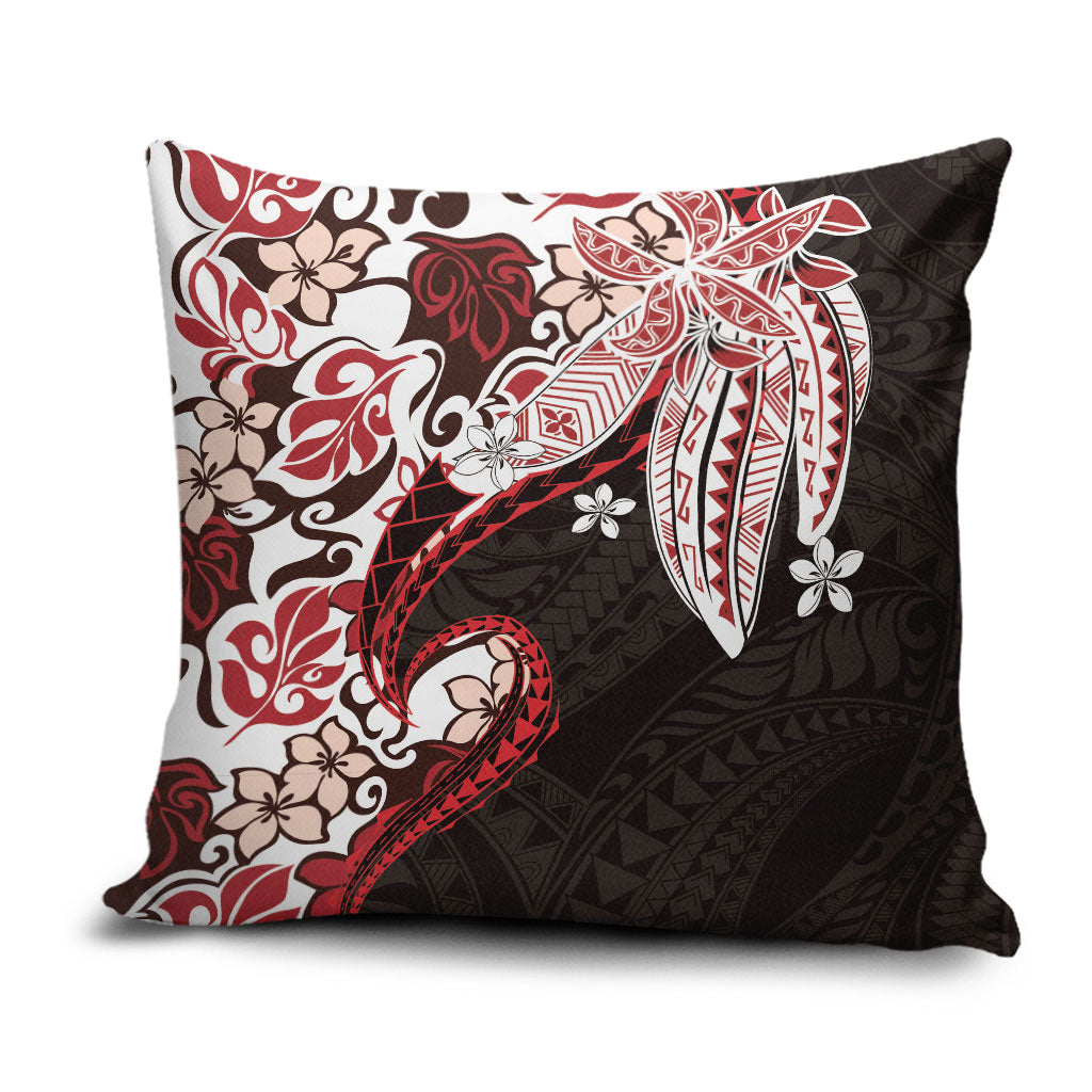 Monstera Plumeria Flowers Red Pillow Cover Polynesian Pattern LT01 Red - Polynesian Pride