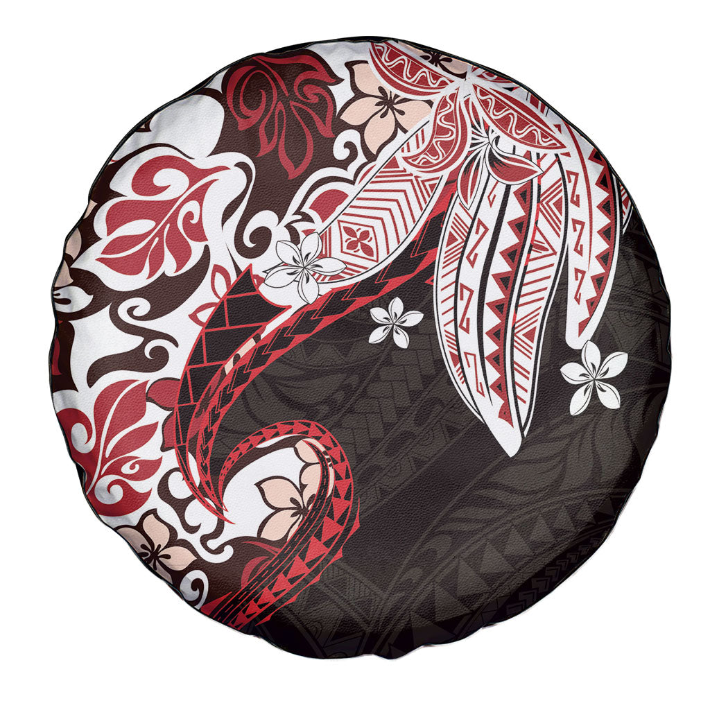 Monstera Plumeria Flowers Red Spare Tire Cover Polynesian Pattern LT01 - Polynesian Pride
