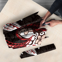 Monstera Plumeria Flowers Red Umbrella Polynesian Pattern