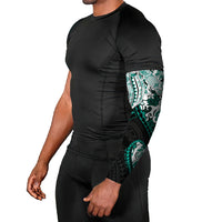 Monstera Plumeria Flowers Teal Arm Sleeves Polynesian Pattern LT01 - Polynesian Pride