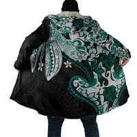 Monstera Plumeria Flowers Teal Cloak Polynesian Pattern LT01 - Polynesian Pride