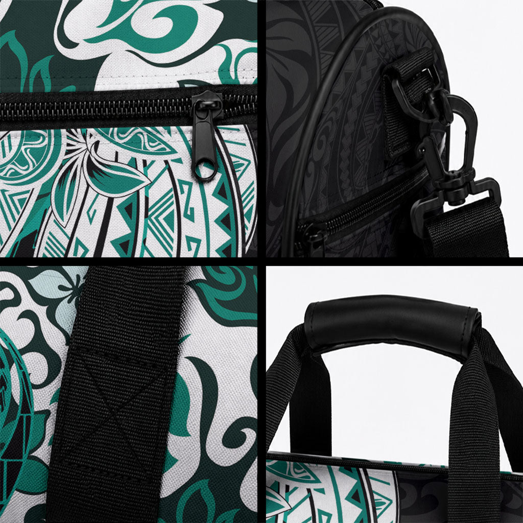 Monstera Plumeria Flowers Teal Duffle Bag Polynesian Pattern LT01 - Polynesian Pride