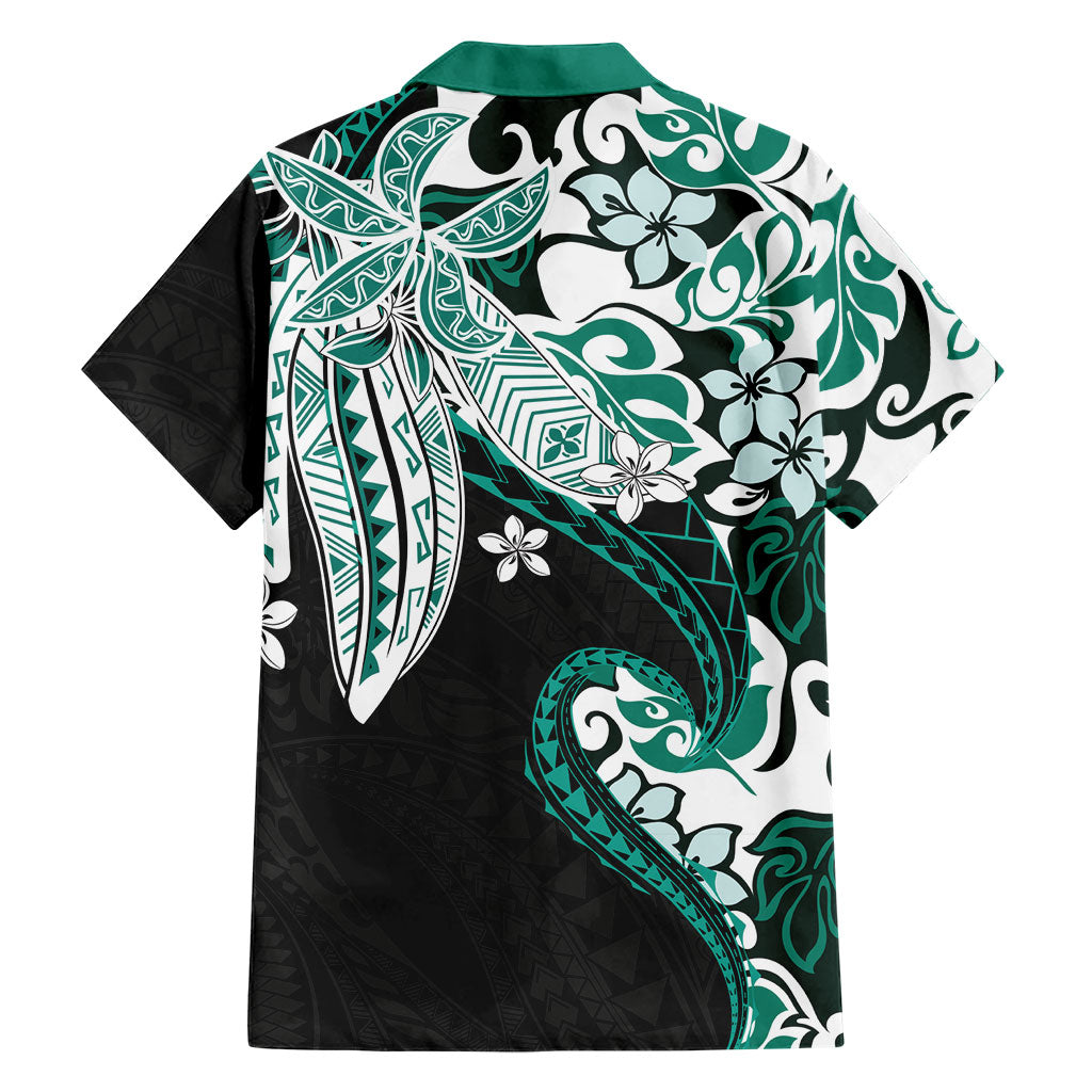 Monstera Plumeria Flowers Teal Family Matching Tank Maxi Dress and Hawaiian Shirt Polynesian Pattern LT01 - Polynesian Pride