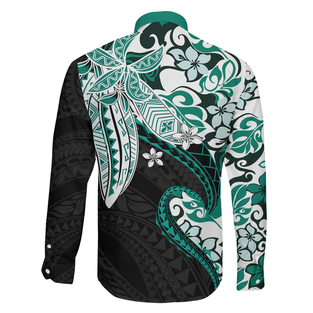 Monstera Plumeria Flowers Teal Family Matching Tank Maxi Dress and Hawaiian Shirt Polynesian Pattern LT01 - Polynesian Pride