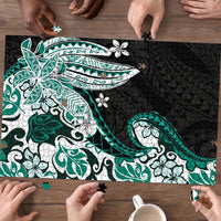 Monstera Plumeria Flowers Teal Puzzle Polynesian Pattern LT01 - Polynesian Pride