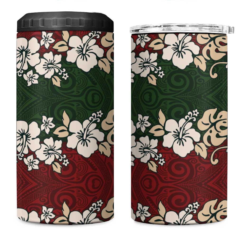 Hawaiian Hibiscus Christmas Color 4 in 1 Can Cooler Tumbler Unique