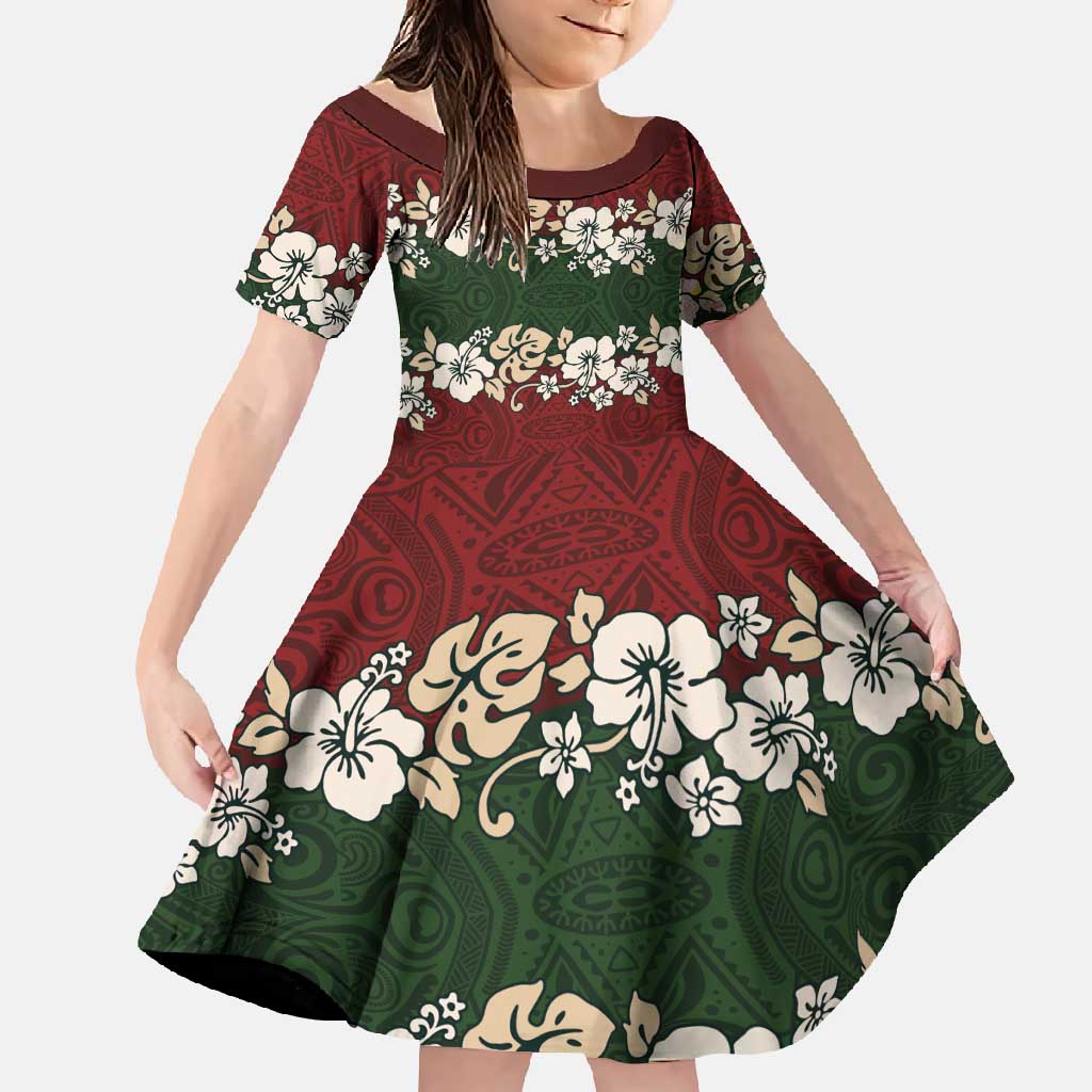 Hawaiian Hibiscus Christmas Color Family Matching Mermaid Dress and Hawaiian Shirt Unique