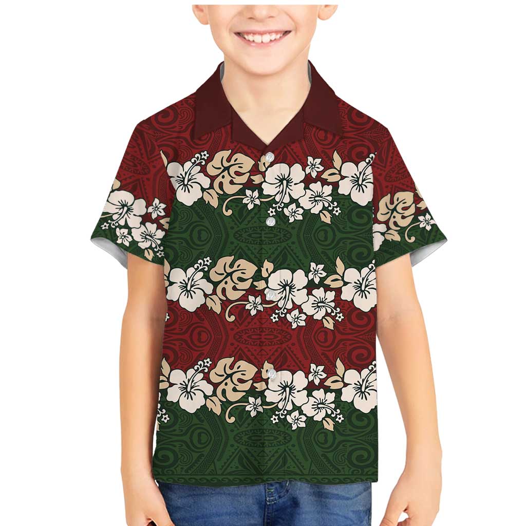 Hawaiian Hibiscus Christmas Color Family Matching Mermaid Dress and Hawaiian Shirt Unique