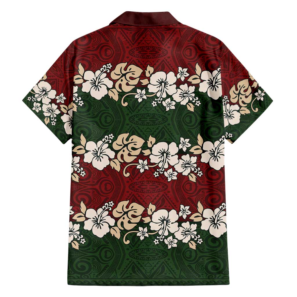 Hawaiian Hibiscus Christmas Color Family Matching Off Shoulder Short Dress and Hawaiian Shirt Unique