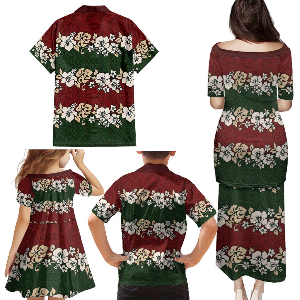 Hawaiian Hibiscus Christmas Color Family Matching Puletasi and Hawaiian Shirt Unique