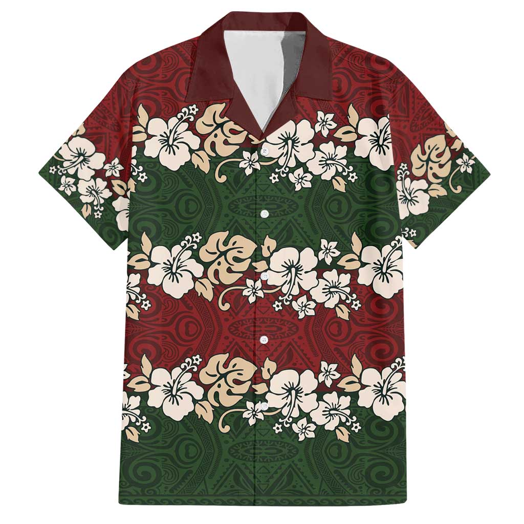 Hawaiian Hibiscus Christmas Color Family Matching Short Sleeve Bodycon Dress and Hawaiian Shirt Unique