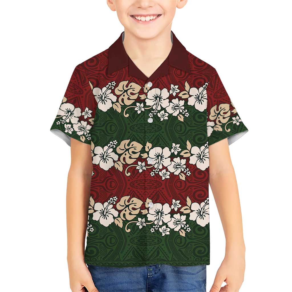 Hawaiian Hibiscus Christmas Color Family Matching Short Sleeve Bodycon Dress and Hawaiian Shirt Unique