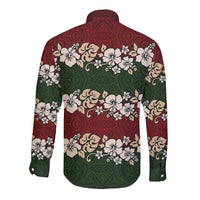 Hawaiian Hibiscus Christmas Color Long Sleeve Button Shirt Unique