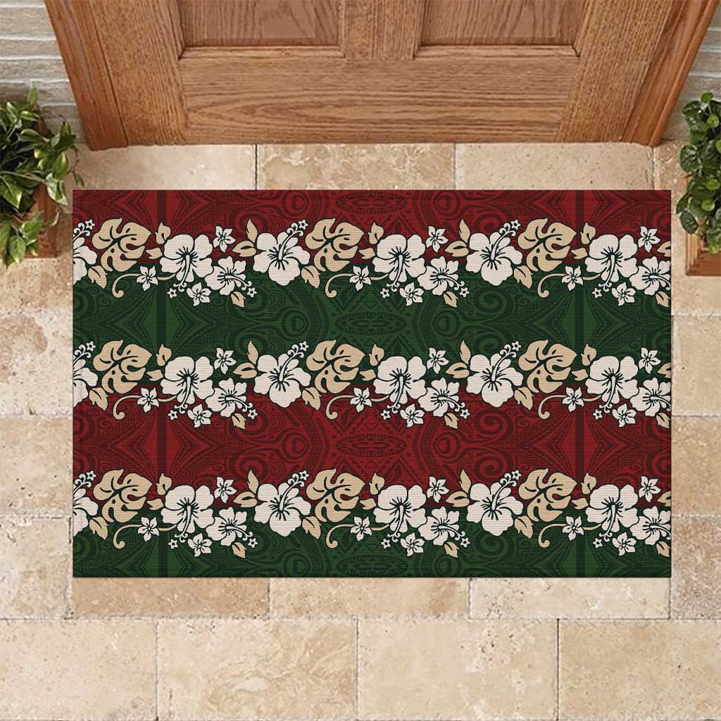 Hawaiian Hibiscus Christmas Color Rubber Doormat Unique
