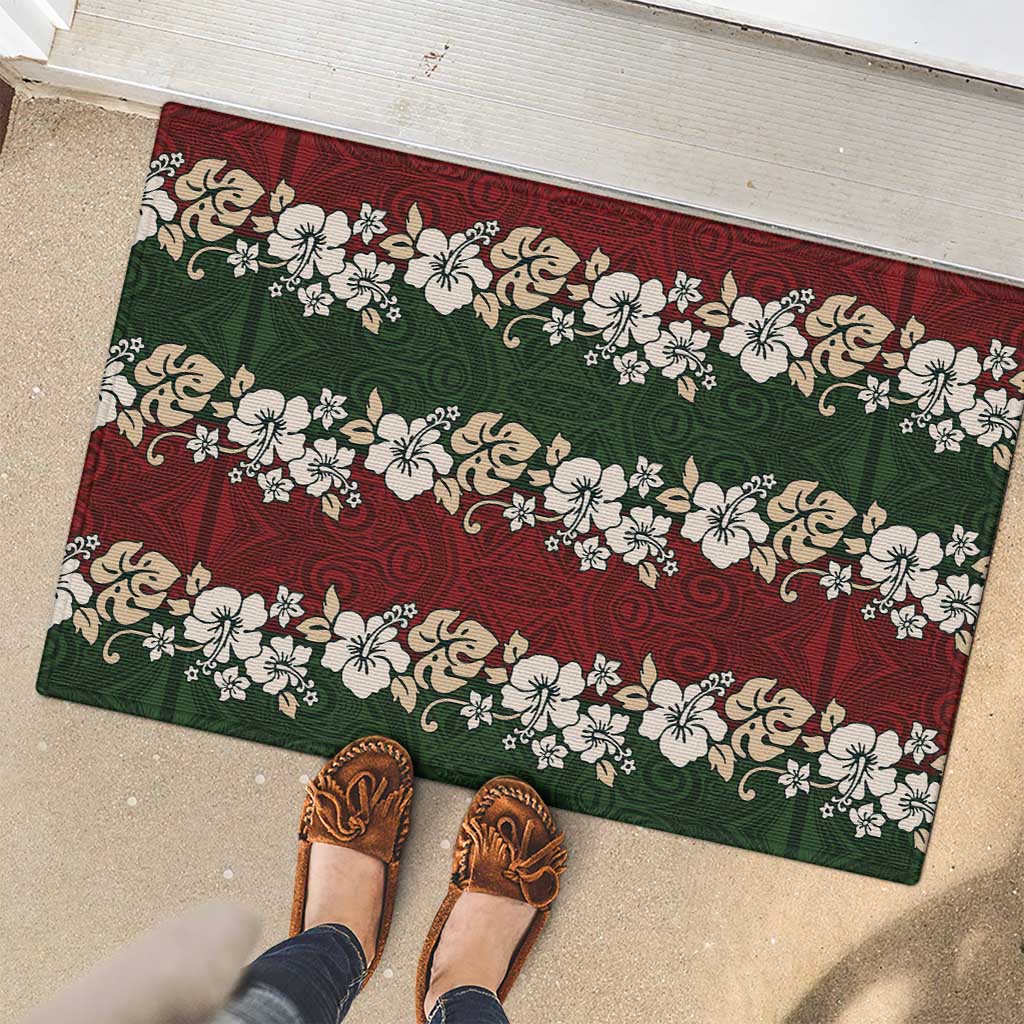 Hawaiian Hibiscus Christmas Color Rubber Doormat Unique