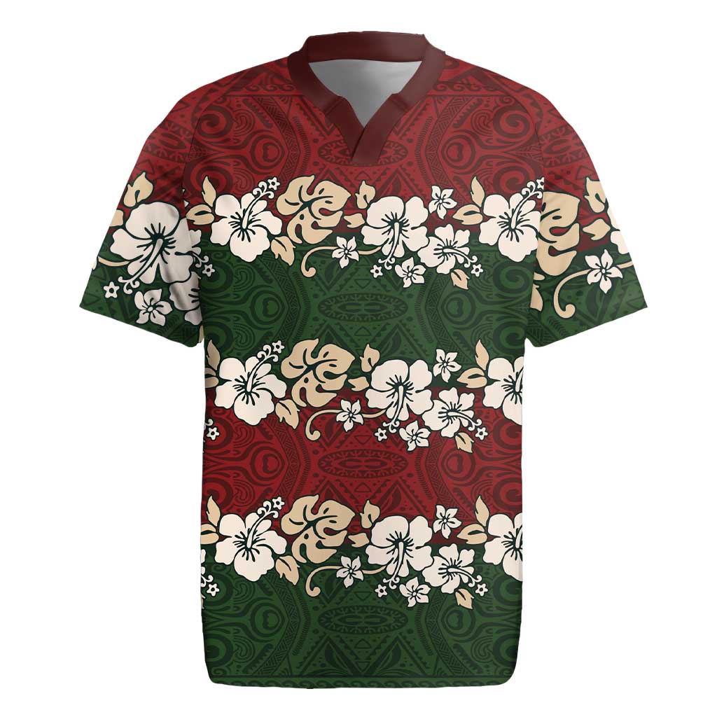 Hawaiian Hibiscus Christmas Color Rugby Jersey Unique