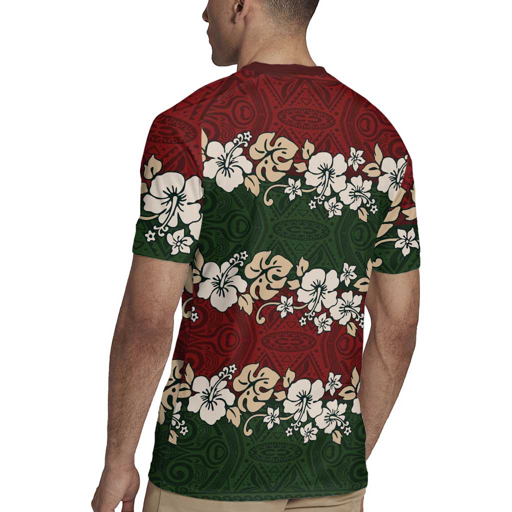 Hawaiian Hibiscus Christmas Color Rugby Jersey Unique