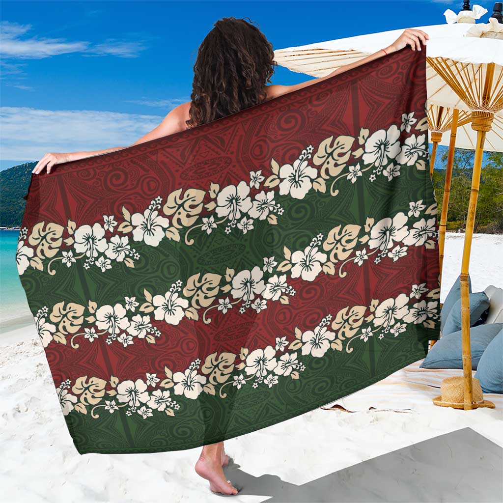 Hawaiian Hibiscus Christmas Color Sarong Unique