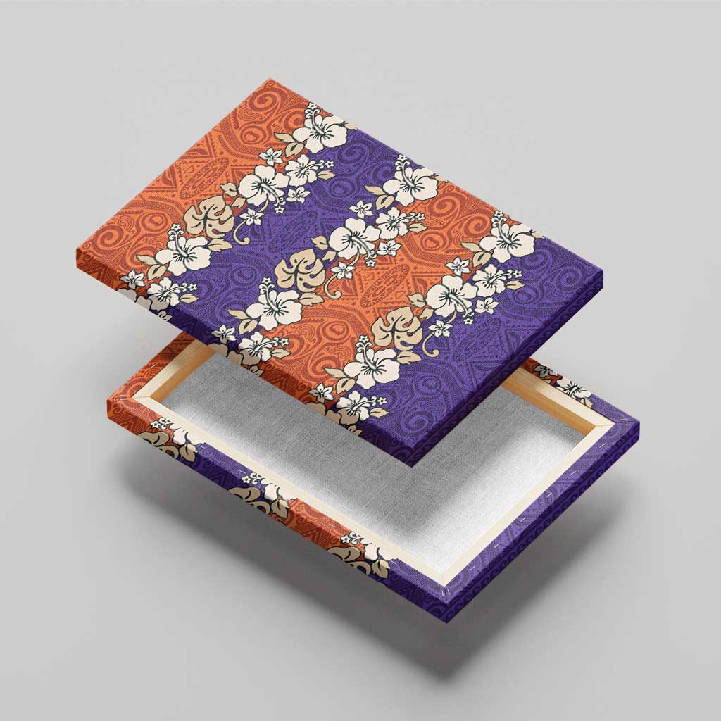 Hawaiian Hibiscus Canvas Wall Art Orange and Purple Unique