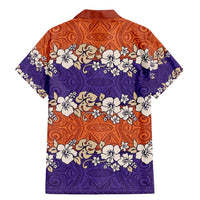 Hawaiian Hibiscus Family Matching Mermaid Dress and Hawaiian Shirt Orange and Purple Unique