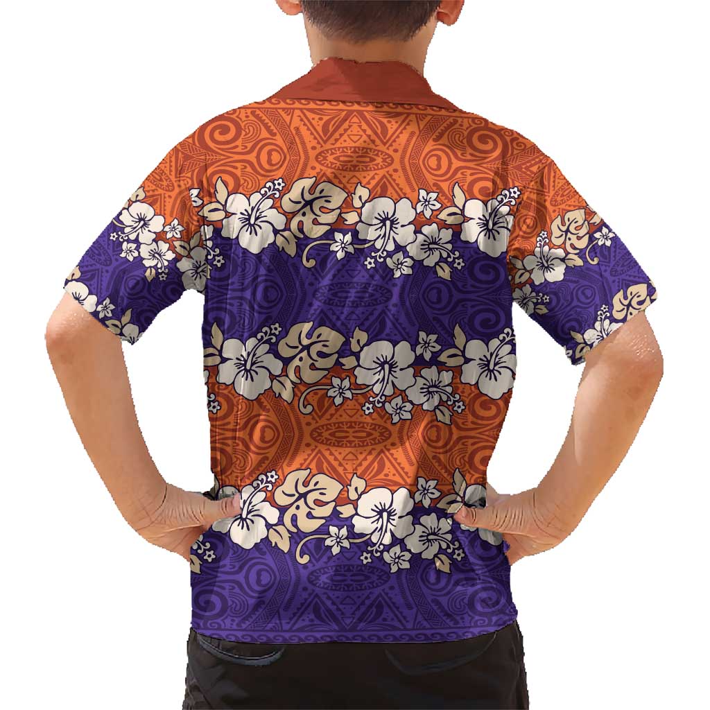 Hawaiian Hibiscus Kid Hawaiian Shirt Orange and Purple Unique LT01 - Polynesian Pride