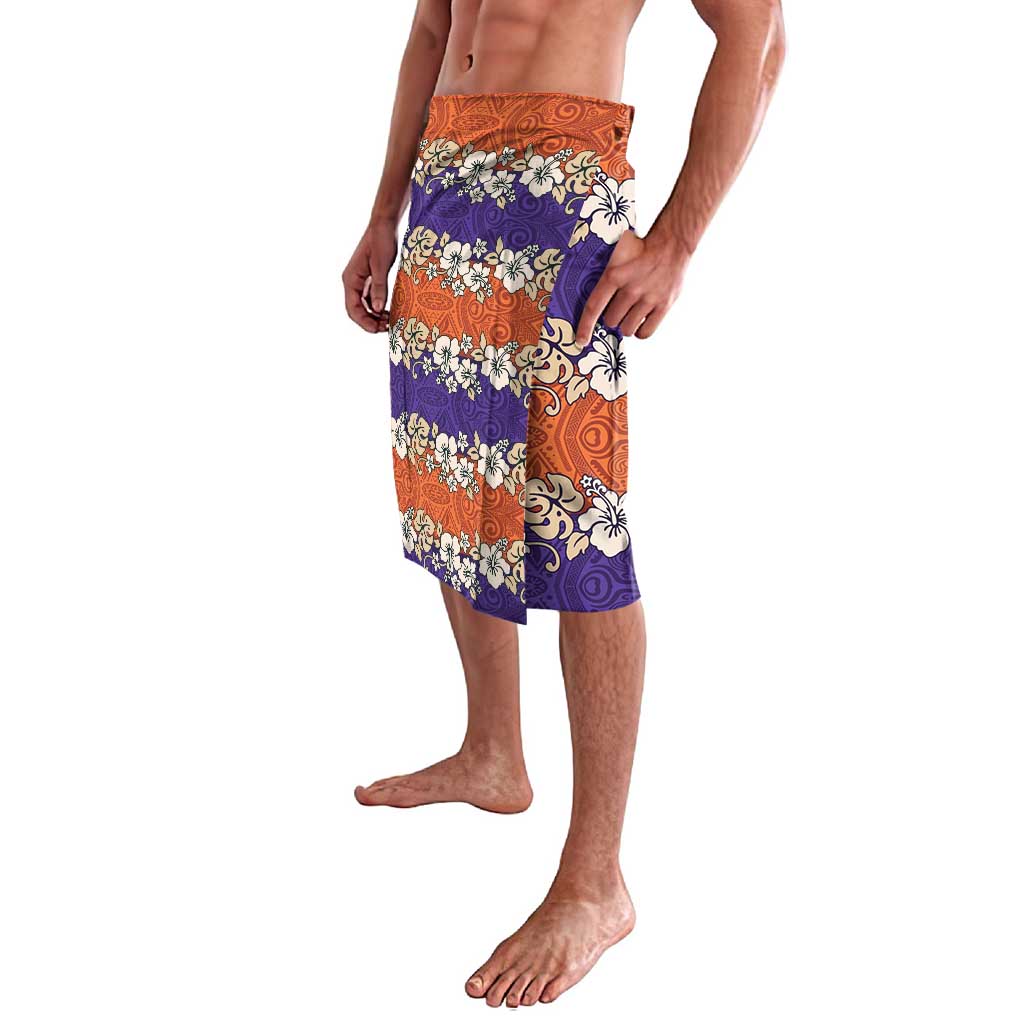 Hawaiian Hibiscus Lavalava Orange and Purple Unique