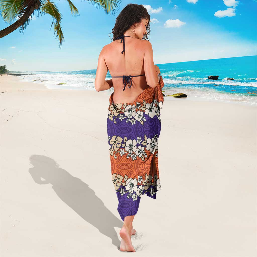 Hawaiian Hibiscus Sarong Orange and Purple Unique