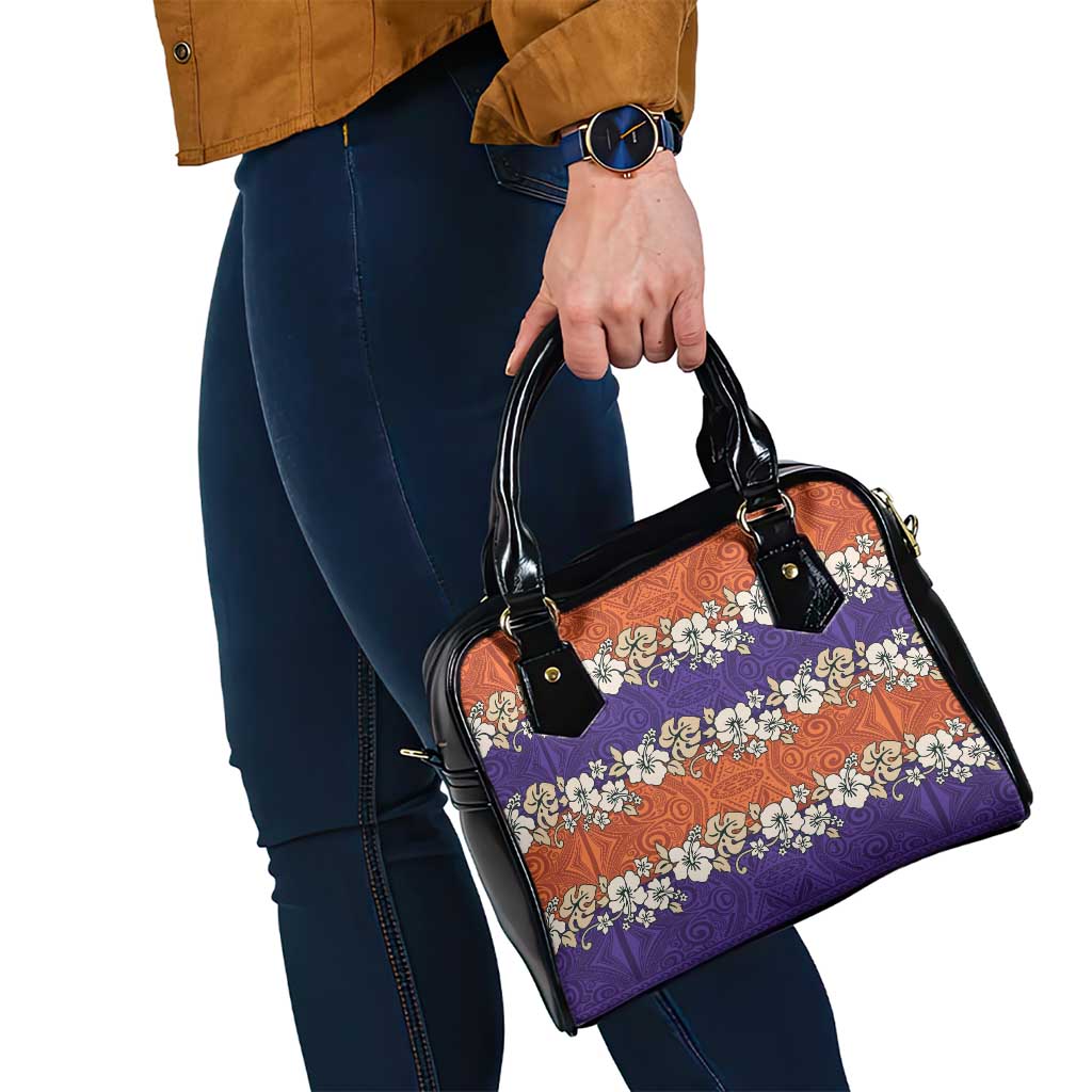 Hawaiian Hibiscus Shoulder Handbag Orange and Purple Unique