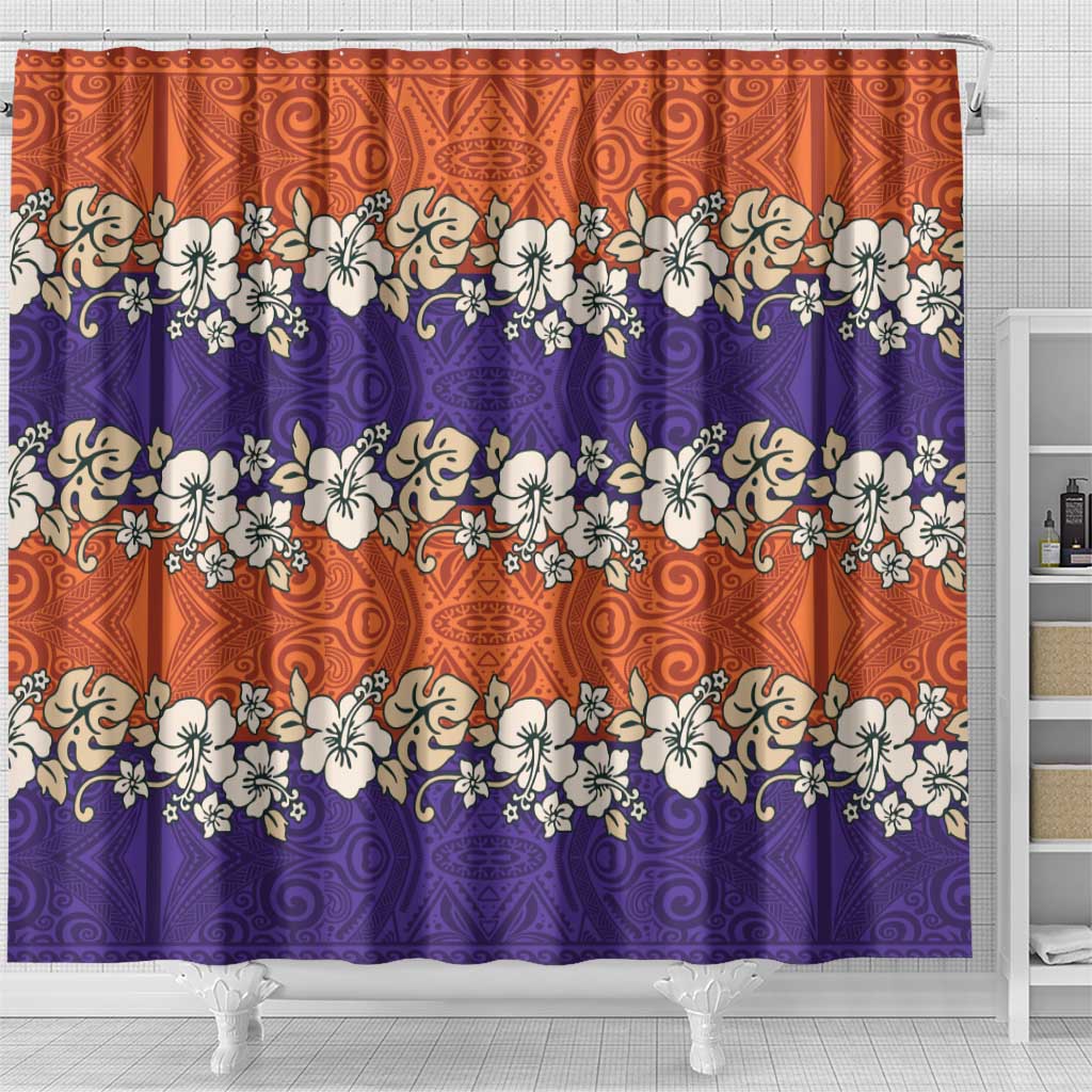 Hawaiian Hibiscus Shower Curtain Orange and Purple Unique