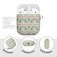 Monstera Tiare Plumeria Lei Pattern AirPods Case Green Version LT01 - Polynesian Pride